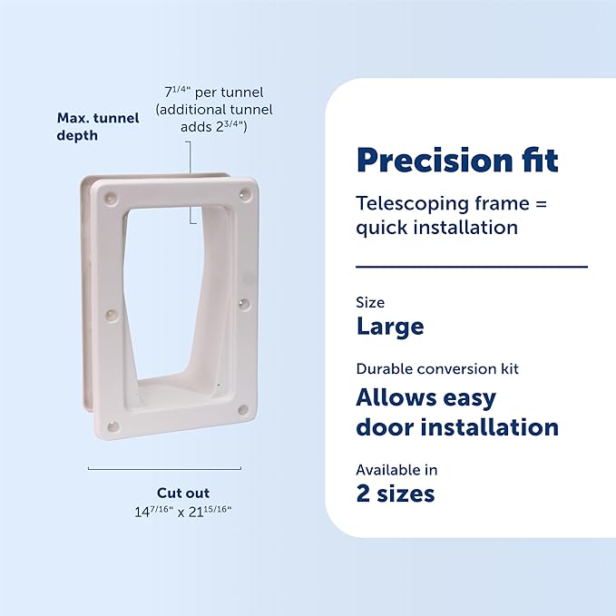PetSafe Electronic Pet Door Wall Conversion Kit - for Electronic Doggie Door Installation in Thick Walls & Doors - Durable Plastic Frame with Telescoping Design - Large