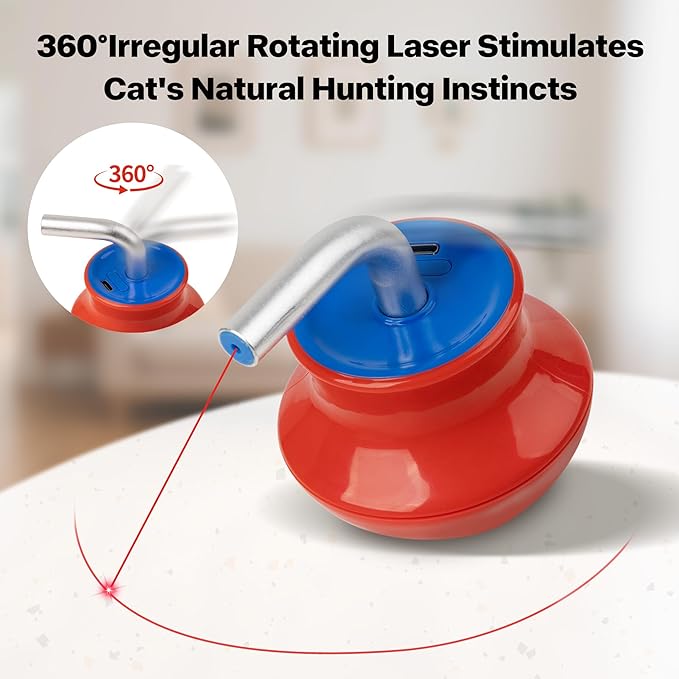 Pet Prime Cat Laser Pointer Toy for Indoor Cats Automatic 360° Random Rotation Cat Laser Toy Rechargeable Interactive Cat Toy for Bored Indoor
