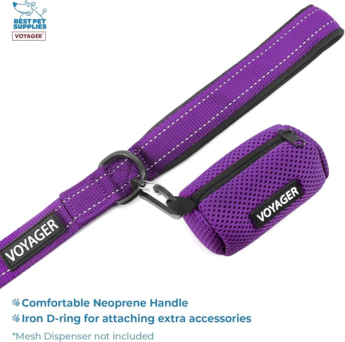 Voyager Step-in Air All Weather Mesh Harness and Reflective Dog 5 ft Leash Combo with Neoprene Handle, for Small, Medium and Large Breed Puppies and Cats by Best Pet Supplies - Purple, XXXS