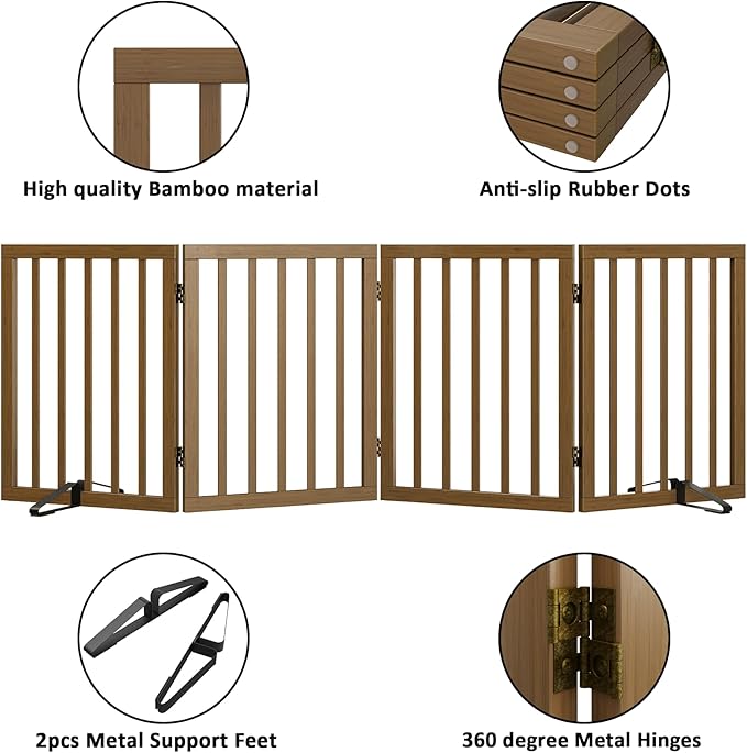 Dog Gate for Stairs,Foldable Dog Gate for Indoor Doorways House,Freestanding Pet Gates for Dogs,Doogie Puppy Fence Gate