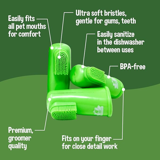 Bodhi Dog Finger Toothbrush for Dogs & Cats - Puppy Toothbrush with Soft Flexible Silicone Bristles, Gentle for Sensitive Gums, Promotes Healthy Teeth & Gums, Easy Teeth Cleaning Tool (8 Count)