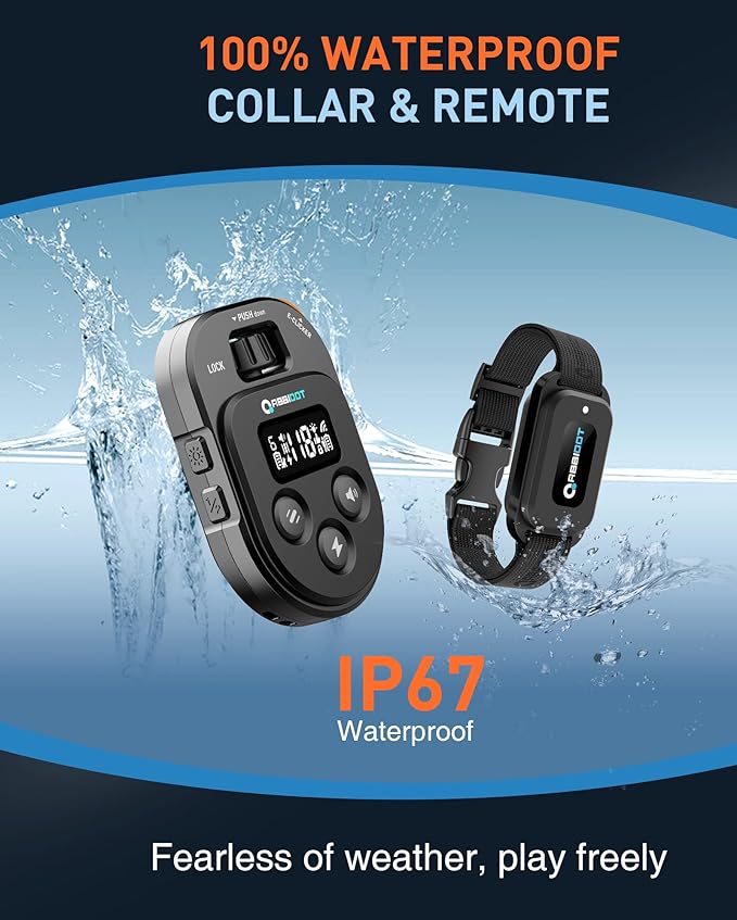 ABBIDOT Dog Shock Collar, 4500FT Dog Training Collar with Remote，IPX7 Waterproof Rating，6 Training Modes (Beep, Vibration, Safe Shock), Enhanced Night Light, Rechargeable E-Collar for Dogs 10-130 lbs