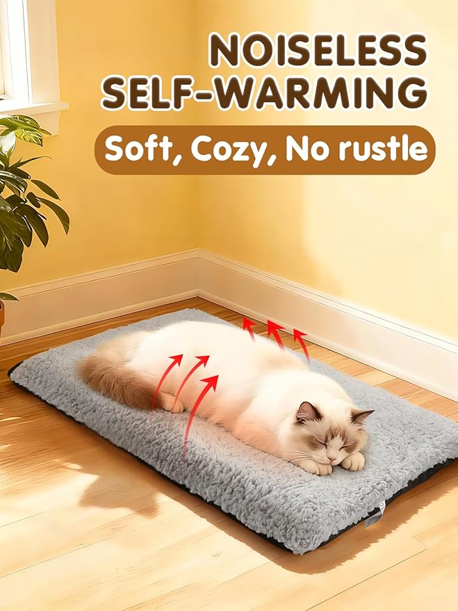 Alphatool 1.6'' Thick Self-Warming Cat Bed - Pet Safe & Non-Electric, Washable Pet Heating Pads, Heated Mat for Indoor & Outdoor Cats, Small Dogs, 15.7 x 23.6in