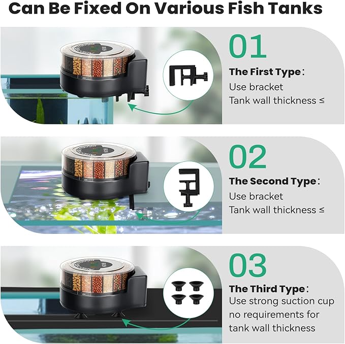 hygger Automatic Fish Feeder for Aquarium: Auto Fish Food Dispenser with LED Display & Timer, Aquarium Vacation Feeder with 3 AA Batteries for Betta Turtle Goldfish