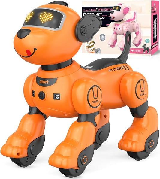 anysun Remote Control Robot Dog for Kids, Programmable Smart Puppy Intelligent Learning Dancing Walking RC Robot Toys for Girls and Boys (Yellow)