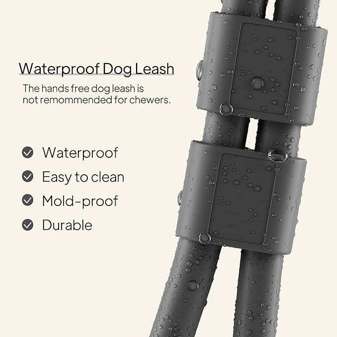 Twoear Hands Free Dog Leash Crossbody, Waterproof Hands Free Leash for Large Dogs Walking, Running, Hiking, Training