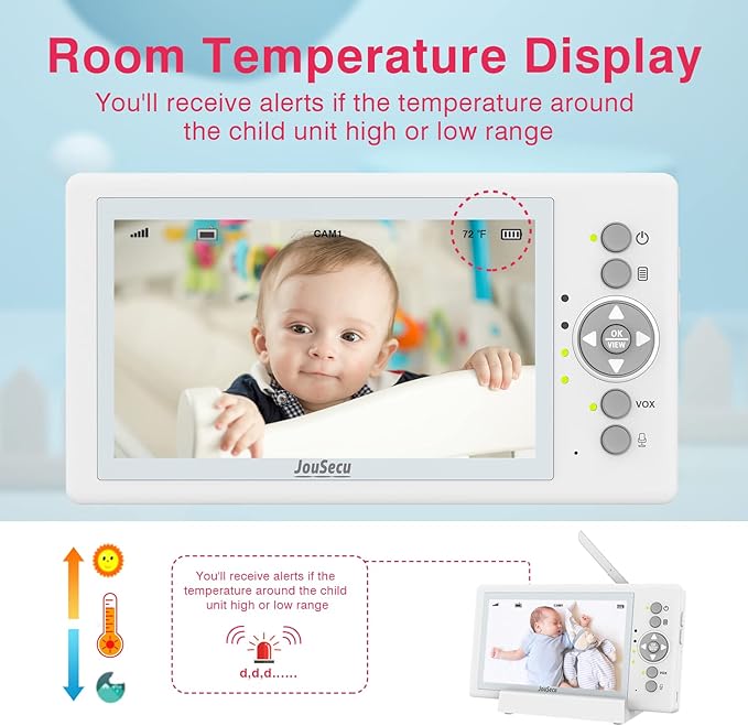 Baby Camera Monitor with 29-Hour Battery, 5 Inch Large Split-Screen Video Baby Monitor with Camera and Audio, Baby Monitor No WiFi, Two-Way Talk, Night Vision, 1000ft Long Range, Ideal for Mom