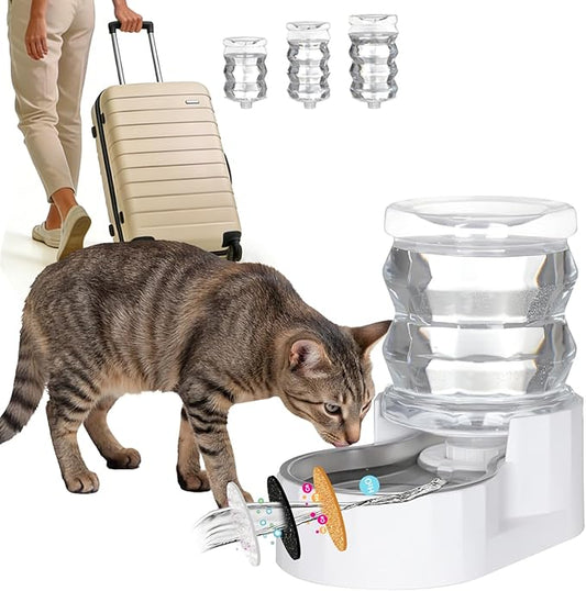 RIZZARI Pet Water Bowl Dispenser: 4L Automatic Stainless Steel Gravity Feeder with Specialized Brush and Triple Filter - Large Capacity for Cats and Dogs with Joint Spine Pain - for Kitchen Bedroom