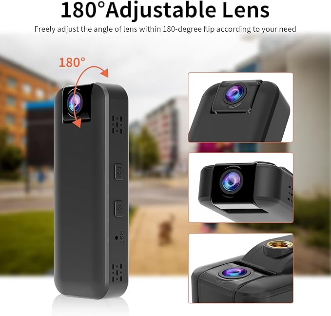 VSTARCAM 2K Mini Body Camera with Audio & Video Recording, Battery Powered POV Cam with 64G Card, Wearable Personal Portable Cameras Recorder DV, 180°Lens Rotatable with IR Night Vision for Security