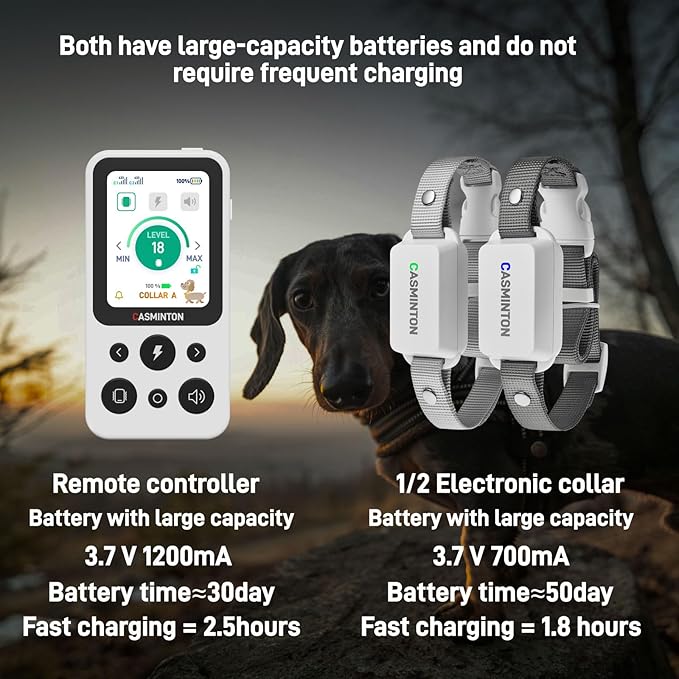Shock Collar for 2Dogs [CRS01Pro]126 Training Levels, 4 Powerful Modes With 2.8-inch LCD high-definition display100% Safe Training Collar for Large Medium Small Dogs IPX7 Waterproof E Collar