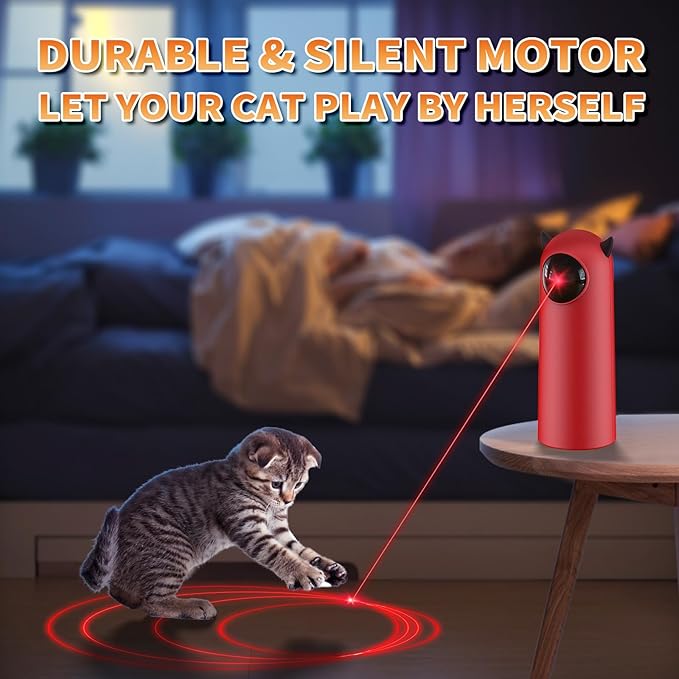 Laser Cat Toys for Indoor Cats, [2025 Newly Upgraded] Real Trajectory Motion Activated Cat Toy, Automatic Laser Pointer Interactive Automated Cat Toys for for Bored Indoor Adult Cats/Dogs/Kittenes