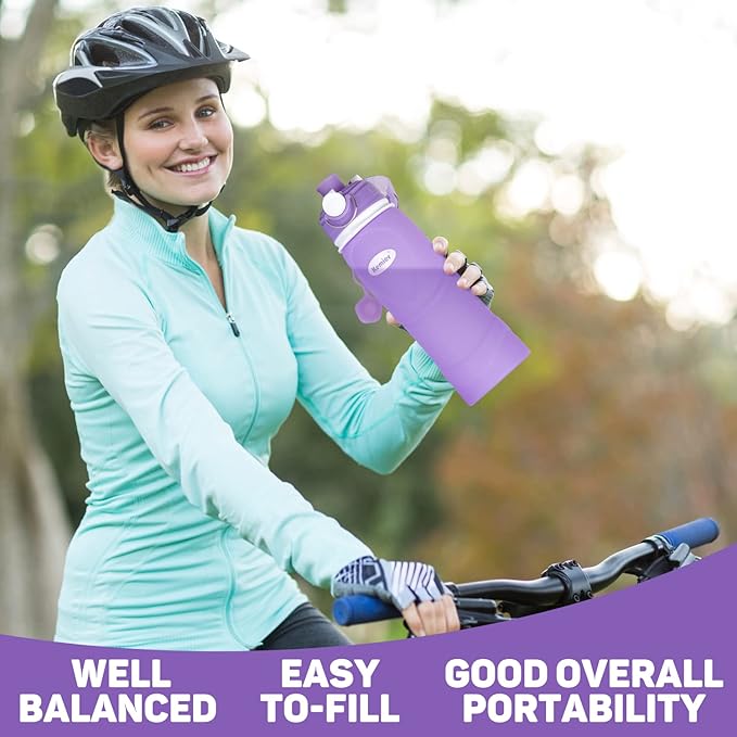 Kemier Collapsible Silicone Water Bottles-750ML,Medical Grade,BPA Free Travel Water Bottle Can Roll Up,26oz,Leak Proof Foldable Sports & Outdoor Water Bottles
