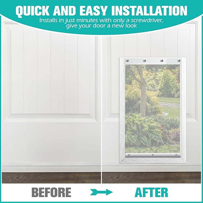 Ripeng 2 Pcs Dog Door Replacement Flaps 9.85 x 17.9 Inch Compatible with Dog Door Model DSRWXL, Fit Dogs up to 65 lbs, Clear Flexible Weatherproof Pet Supplies Home Flap, Easy to Install