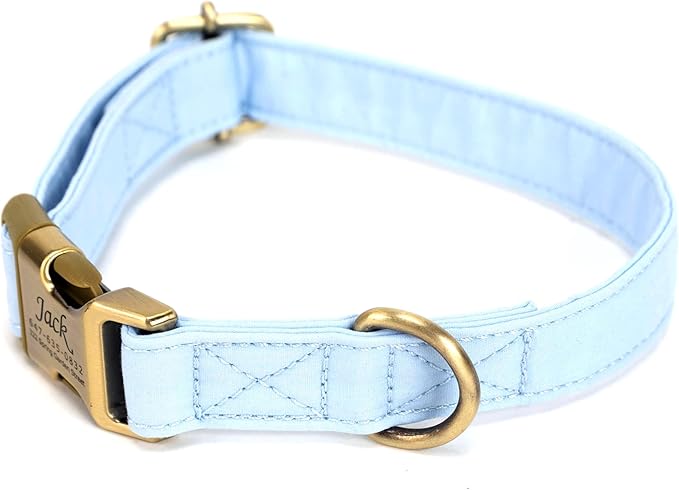 Personalized Dog Collar with Name and Phone Number Engraved,Adjustable Custom Puppy Collar,Organic Cotton Pet Collar for Small Medium Large Boy Girl Dogs