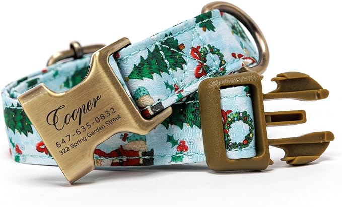 Personalized Dog Collar with Name and Phone Number Engraved,Adjustable Custom Puppy Collar,Organic Cotton Pet Collar for Small Medium Large Boy Girl Dogs