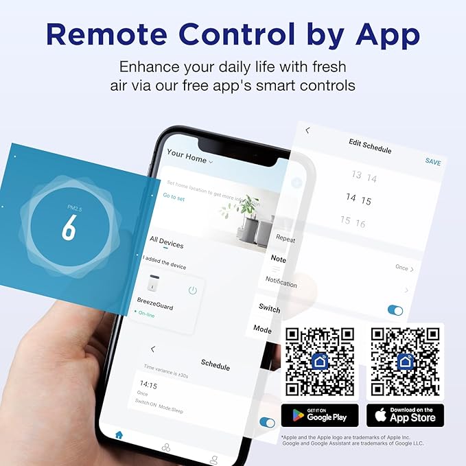 RIA BreezeGuard HEPA Air Purifier for Home & Large Rooms up to 2500 Sq Ft – Smart Air Cleaner with Non-Steam Humidifier Plus, App Control, PM2.5 Sensor, for Pets, Allergies, Smoke & Dust