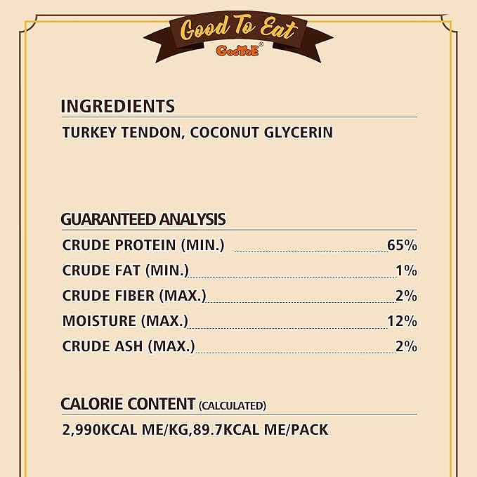 Gootoe Turkey Tendons for Dogs –All-Natural, Hypoallergenic Dog Treats, Rawhide Alternative, Long Lasting Puppy Chews, Healthy Dog Treats for Medium Breeds, Rope (M), 16 oz Pack (1 lb)