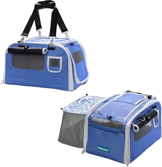 New Premium Soft-Sided 2-in-1 Kittyrama Cat Carrier & Home Hideaway – Vet-Recommended Calming Den, Dual-Use Lounge & Travel Carrier with SBS Zippers, Airline-Approved Under-Seat Fit