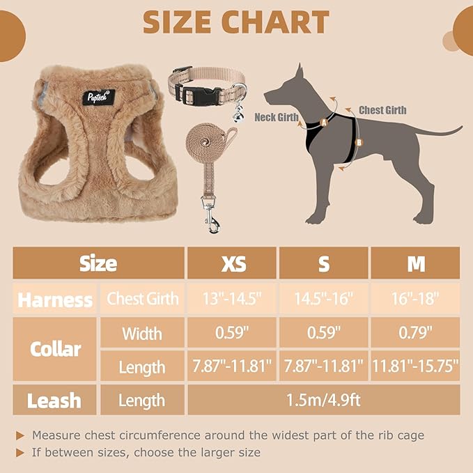 PUPTECK Adjustable Dog Harness Collar and Leash Set Step in No Pull Pet Harness for Small Medium Dogs Puppy and Cats Outdoor Walking Running, Soft Mesh Padded Reflective Vest Harnesses, Khaki S