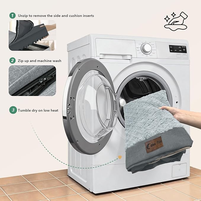 Orthopedic Dog Beds for Extra Large Sized Dogs, Waterproof Memory Foam XL Pet Bed with Sides 48x30Inch, Non-Slip and Egg-Crate Foam Big Dog Couch Bed with Removable Washable Cover, Grey