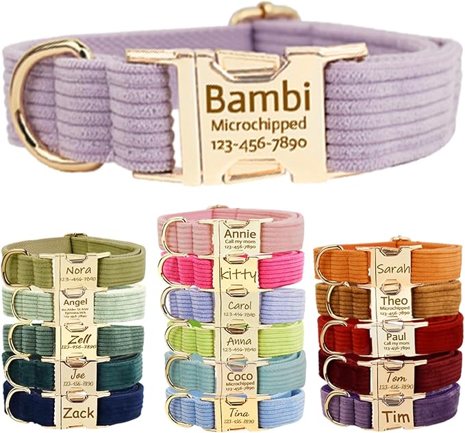 Custom Dog Collar with Names and Phone Number, Adjustable Personalized Dog Collars with Metal Buckle, Cute Dog Collars for Small Medium Large Dogs