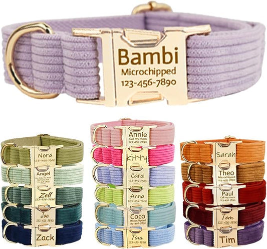 Custom Dog Collar with Names and Phone Number, Adjustable Personalized Dog Collars with Metal Buckle, Cute Dog Collars for Small Medium Large Dogs