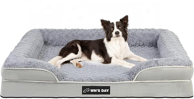 Orthopedic Dog Bed for Large Medium Sized, Washable Memory Foam Large Dog Bed, Medium Pet Sofa with Removable Cover, Washable Waterproof Pet Couch Beds(Grey, L)