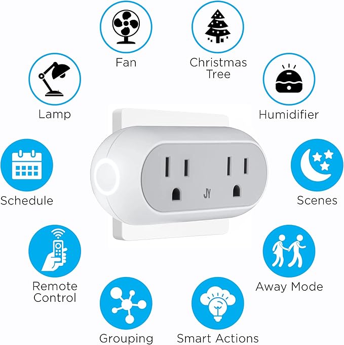 JONATHAN Y PLG1002A Smart Dual Plug, Alexa, Google Home Assistant Compatible, No Hub Required