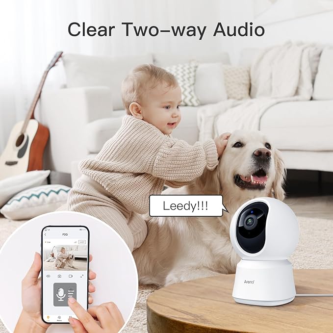ARENTI 5G Indoor Security Camera, 4MP Pet Camera with Speaker for Dog/Cat, Baby Monitor with Phone App, Dual-Band WiFi, Auto Tracking, Super Night Vision, 2-Way Talk, Cloud & SD Card Storage(P2Q 2PC)