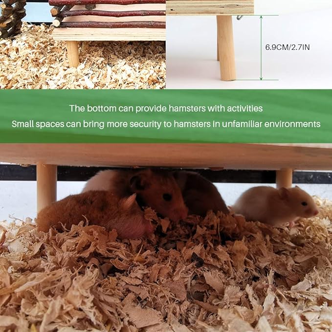 HOSUKKO Hamster Climbing Toys - Wooden Activity Set with Large Bridge, Apple Wood Chewing Toys for Small Pets