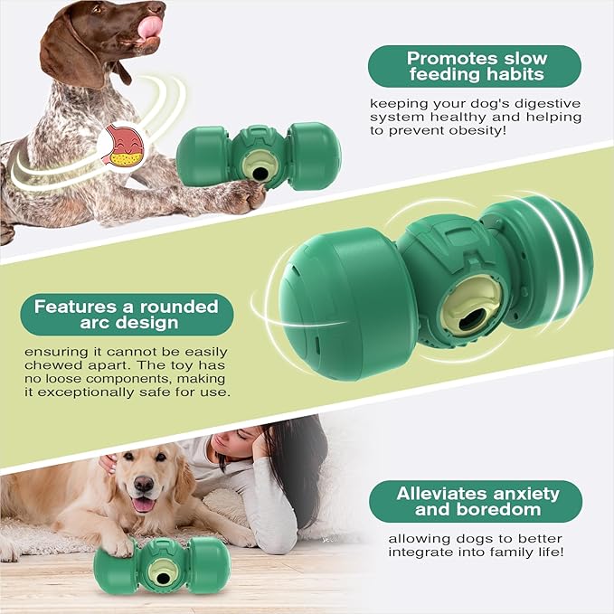 KADTC Extra-Large Size Durable Giggling Dog Treat Dispenser Toy Rolling Indestructible Bone Slow Puzzle Feeder Food Dispensing Toys for Large Aggressive Chewers Breeds Dogs Christmas & New Year Gift