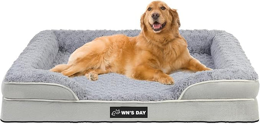 Orthopedic Dog Bed for Large Medium Sized, Washable Memory Foam Large Dog Bed, Durable Medium Pet Sofa with Removable Cover, Washable Waterproof Pet Couch Beds(Grey, XXL)