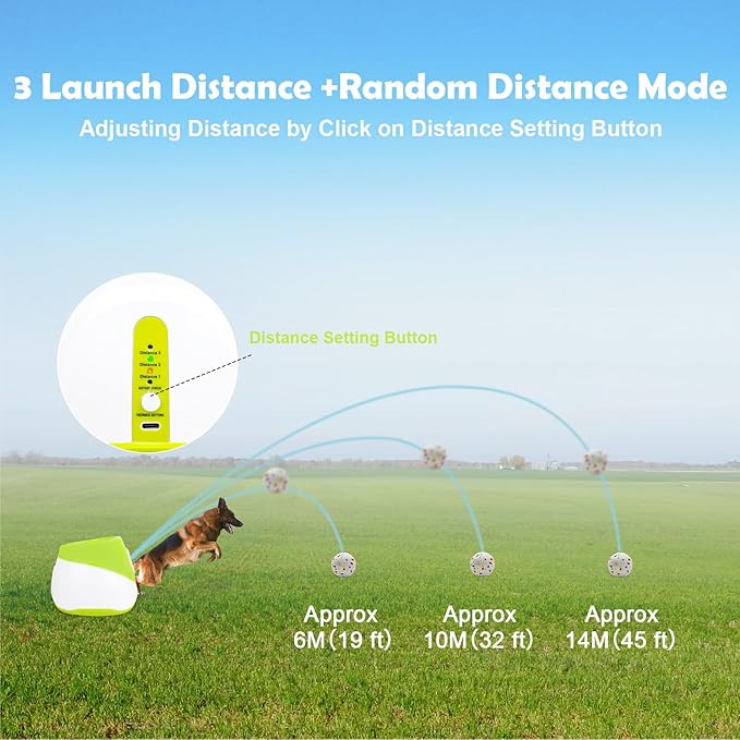 Automatic Dog Ball Launcher for Samll to Medium Dogs, Upgraded Interactive Toy Balls Thrower, Mental Stimulating Dog Toys with 4 Durable Etpu Balls 2.2 Inch (Light Green)