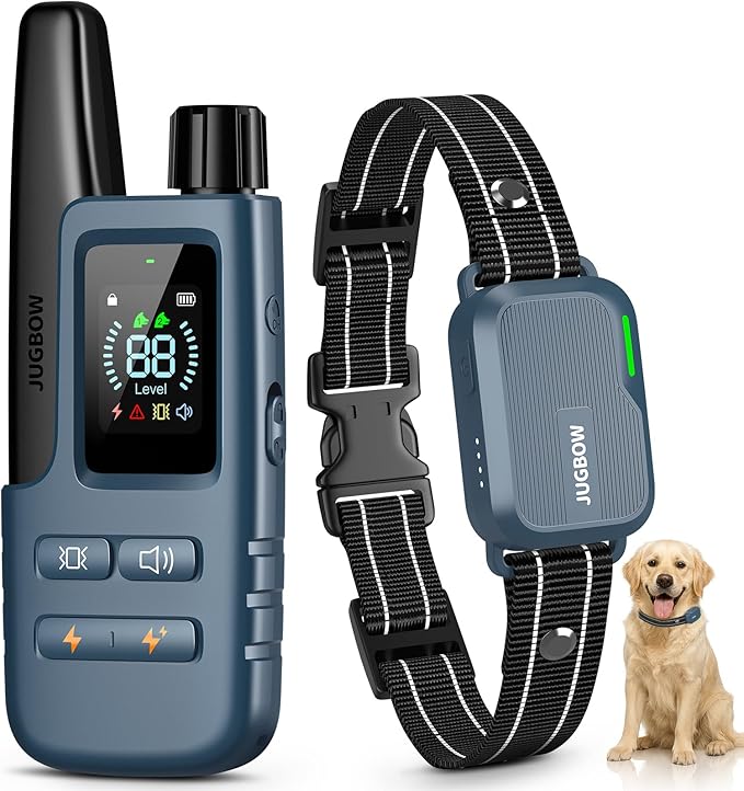 Jugbow Dog Shock Collar - 4200FT Dog Training Collar with Remote, IPX8 Waterproof Electric Dog Collar with 4 Training Modes, Security Lock, Rechargeable eCollar for 10-120lbs Dogs(DBU)