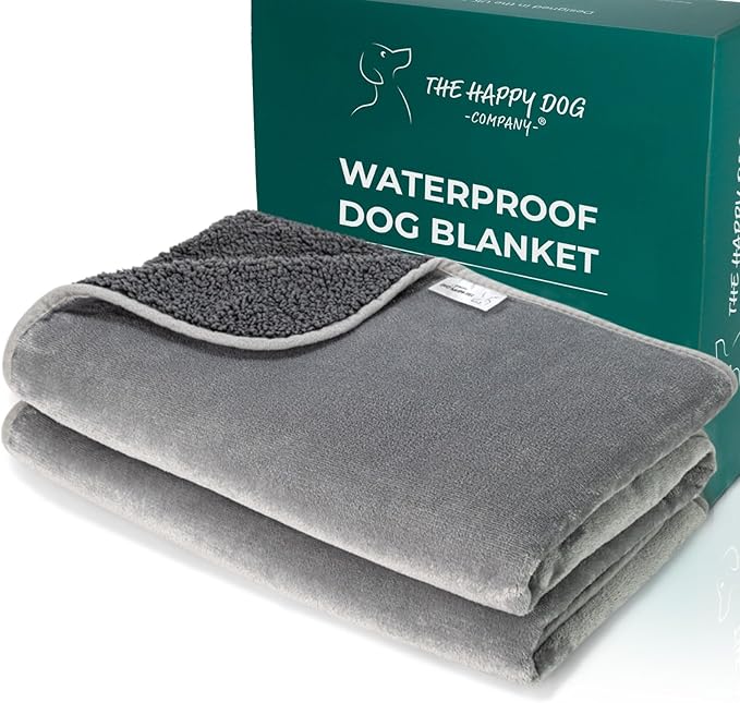 100% Waterproof Dog Blankets - Extra Large Dogs - Soft Fleece Washable Dog Blankets for Couch, Pet Blankets for Bed/Sofa/Dog Crate, Reversible Fluffy Furniture Protector, 47"x57", Gray/Gray