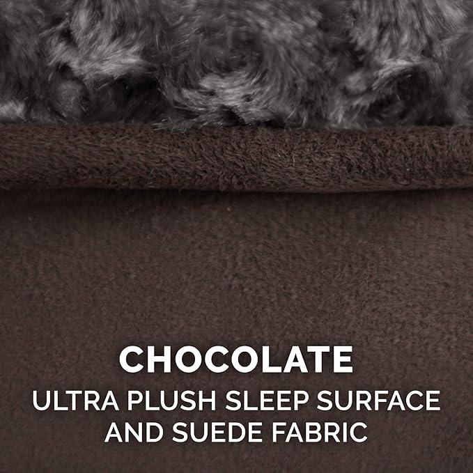 Furhaven Orthopedic Dog Bed for Extra Large Dogs w/ Removable Washable Cover, For Dogs Up to 180 lbs - Ultra Plush Faux Fur & Suede Luxe Lounger Contour Mattress - Chocolate, Giant/XXXL