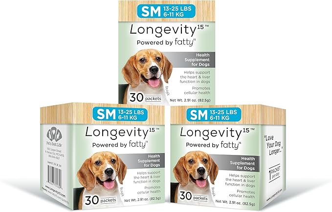 Yummy Combs Longevity15 – C15:0 – Fatty Acid Health Supplement for Dogs – Healthy Pet Supplies – for Small Dogs, 3 Pack