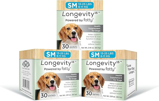 Yummy Combs Longevity15 – C15:0 – Fatty Acid Health Supplement for Dogs – Healthy Pet Supplies – for Small Dogs, 3 Pack