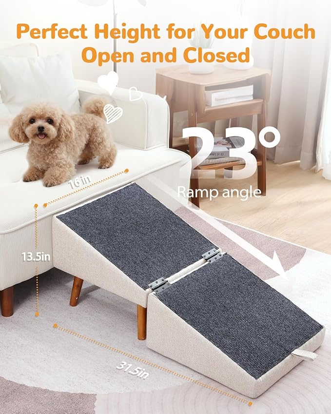 Dog Ramp for Couch and Bed, Dog Stairs for Small Dogs and Cats, Foldable Pet Steps for Medium Senior Dogs and Puppy, Split Ottoman Design Pet Ramp