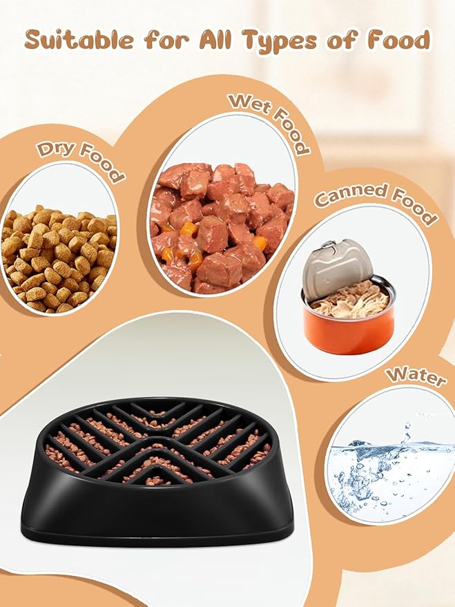 KASBAH Slow Feeder Dog Bowls Large Breed, Holds 5 Cups Wet or Dry Food for Large and Medium Dogs,Puzzle Maze for Fast Eaters,Square Base,Non-Slip, Made Without BPA,Helps Prevent Bloat & Aid Digestion