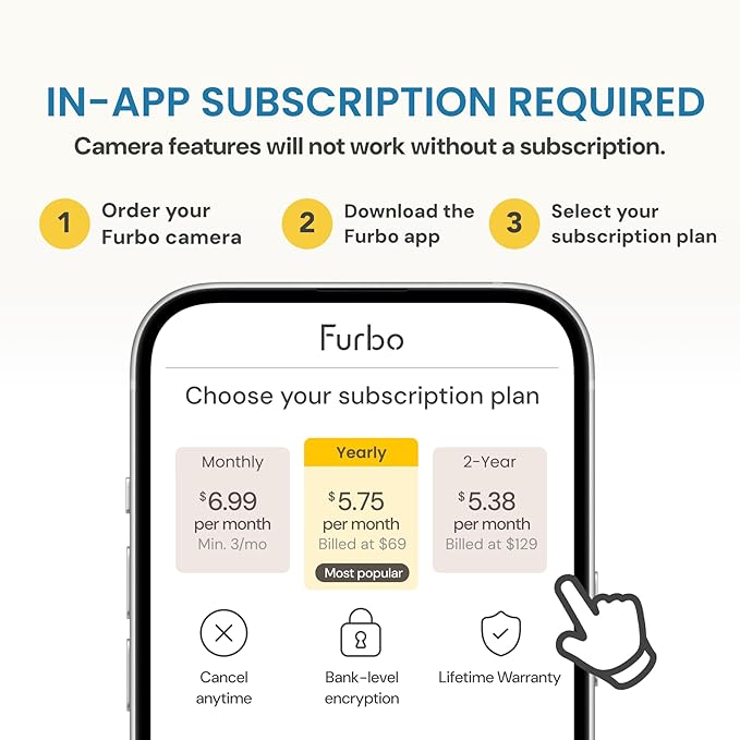 Furbo 360° Cat Camera - Unlock Camera & Smart Features w/Paid Plan: Home Security & Pet Safety Alerts, Rotating Treat Dispenser w/Speaker, Smart Cam w/Phone App (Subscription Required, 3mo Minimum)