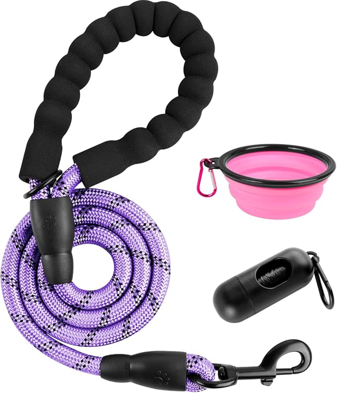 BARKBAY Dog Leashes for Large Dogs Heavy Duty Dog Leash 4/5/6 FT with Comfortable Padded Handle and Highly Reflective Threads for Medium Large Dogs Walking Training Running (4FT-1/2,Violet Purple)