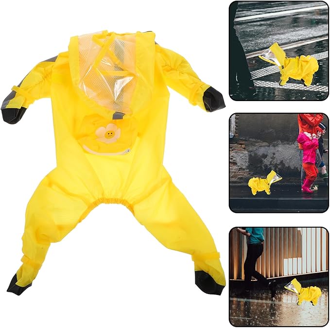 Dog Poncho Raincoat for Small Dogs Full Foot Coverage Rain Jacket with Reflective Safety Design Lightweight and Puppy Clothes for Outdoor Walking and Jogging