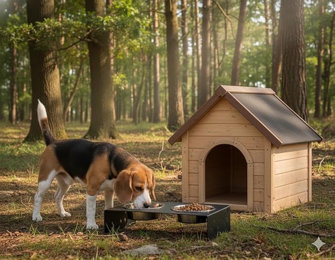 Elevated Dog Bowls for Food and Water with 2 Stainless Steel Bowls - Pet Feeder Stand, Raised Bowl Stand for Dogs and Cats - Dog Food and Water Bowl Set by Calaox