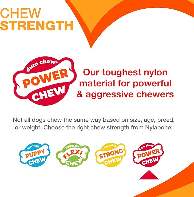 Nylabone Cheese Bone Power Chew Toy for Dogs, Cute Dog Toys for Aggressive Chewers, Cheese Flavor, Medium Dogs - Up to 35 lbs, 1 Count