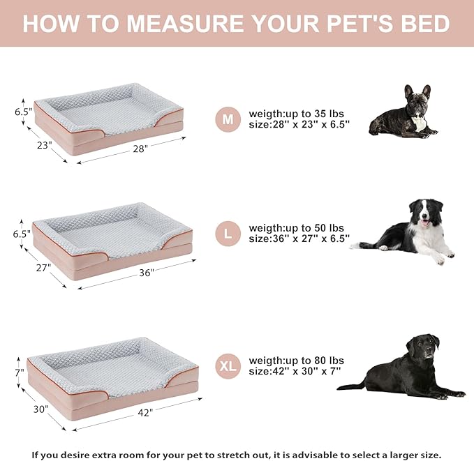 Orthopedic Dog Bed for Large Dogs, Egg Crate Foam Bed for Large Dogs, Equipped with Removable Waterproof Pillow Cover and Anti-Slip Bottom, Pet Bed