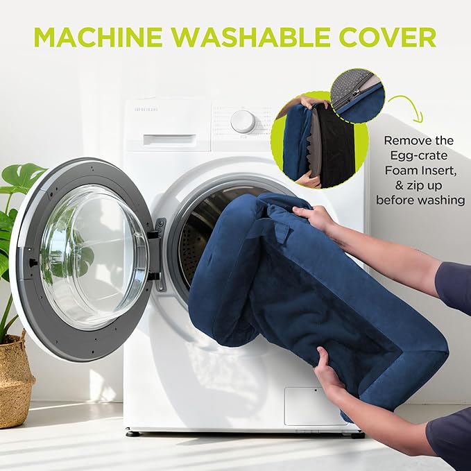 Orthopedic Dog Bed for Extra Large Dogs, XXL Waterproof Egg Crate Memory Foam Pet Bed Bolsters with Removable Washable Cover & Non-Slip Bottom, Tennis Ball Toy, 45x35