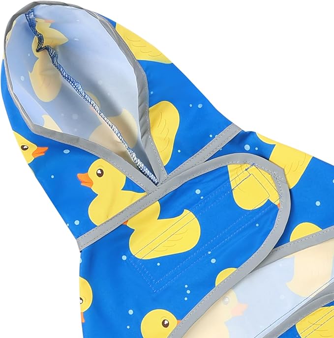 Dog Raincoats for Large Dogs Waterproof Hooded Rain Jacket with Reflective Strips Leash Hole & Poncho Adjustable Fit (ShinyDuck,XL)