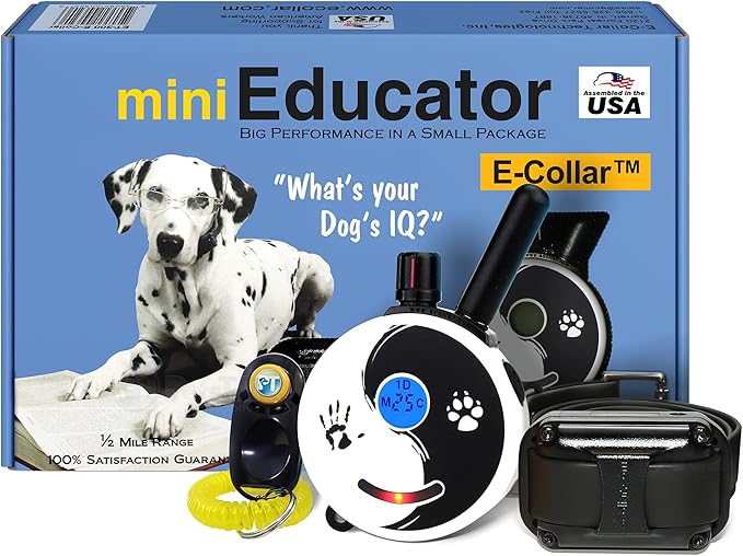 Educator ET-300 Zen Mini E Collar for Dog Training with Remote - 1/2 Mile Range, Waterproof, 100 Blunt Stimulation Levels, Tone or Vibration Mode, Night Light Tracking for Small, Medium & Large Dogs