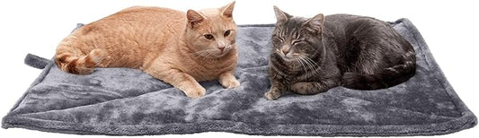 Furhaven ThermaNAP Self-Warming Cat Bed for Indoor Cats & Large/Medium Dogs, Washable & Reflects Body Heat - Quilted Faux Fur Reflective Bed Mat - Gray, Large
